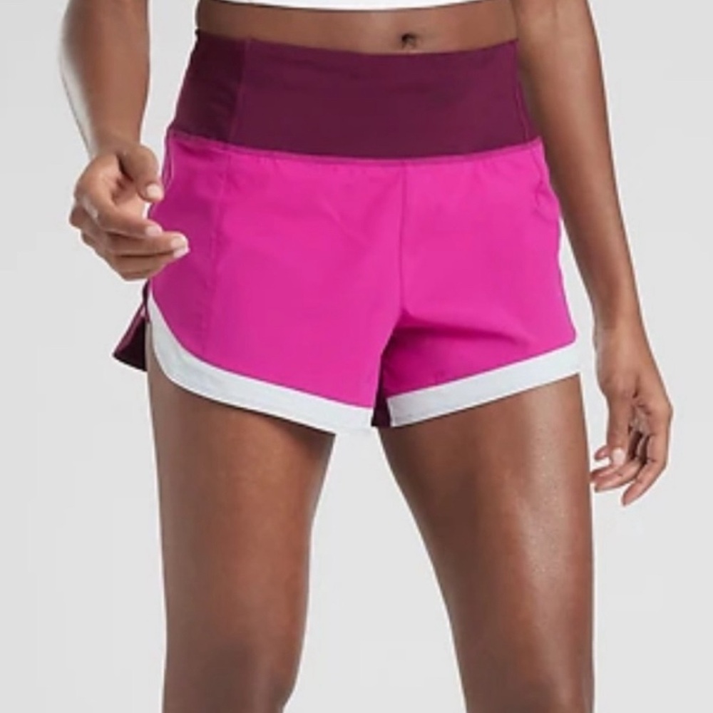 Athleta Running Free Colorblock 3.5” Shorts Electric Fuchsia Size Small